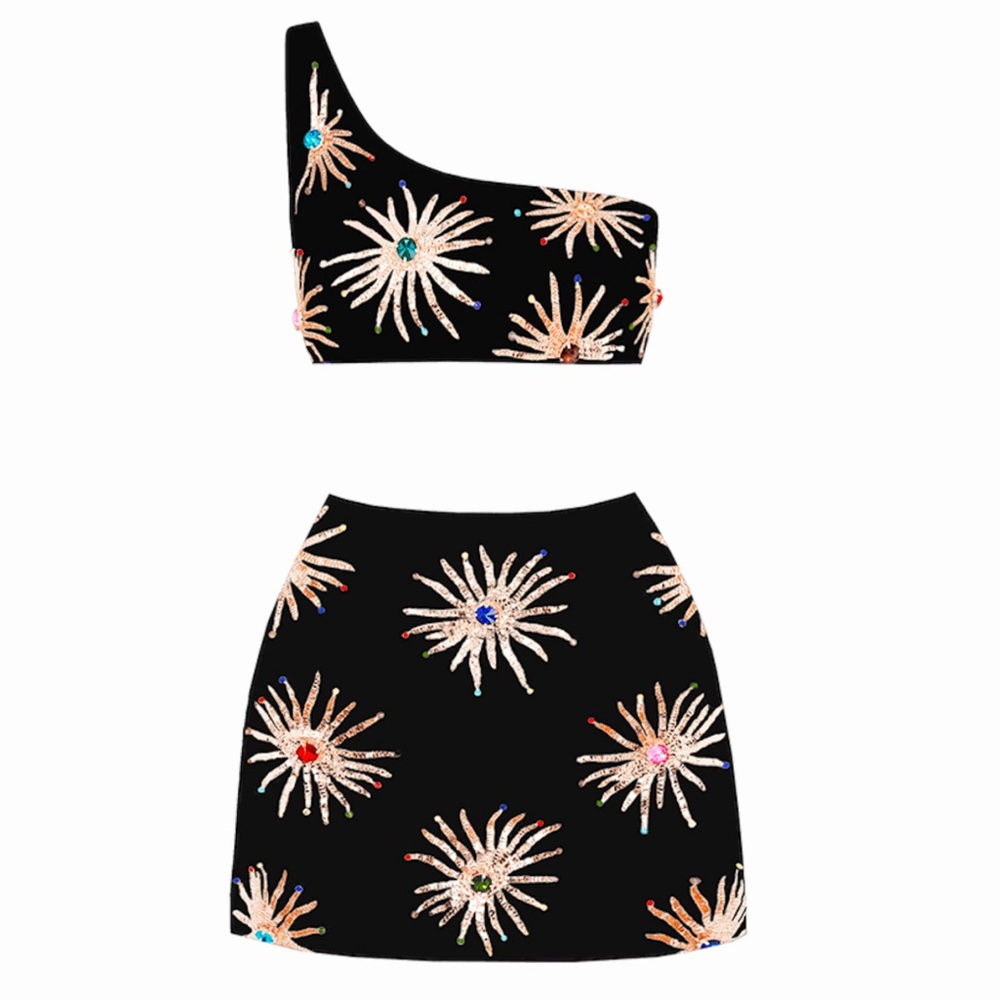 Oceanus Black Velvet Embellished Mini Set-Small- NWT